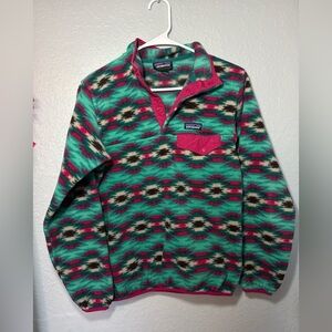 Patagonia Synchilla Fleece in Teal and Pink